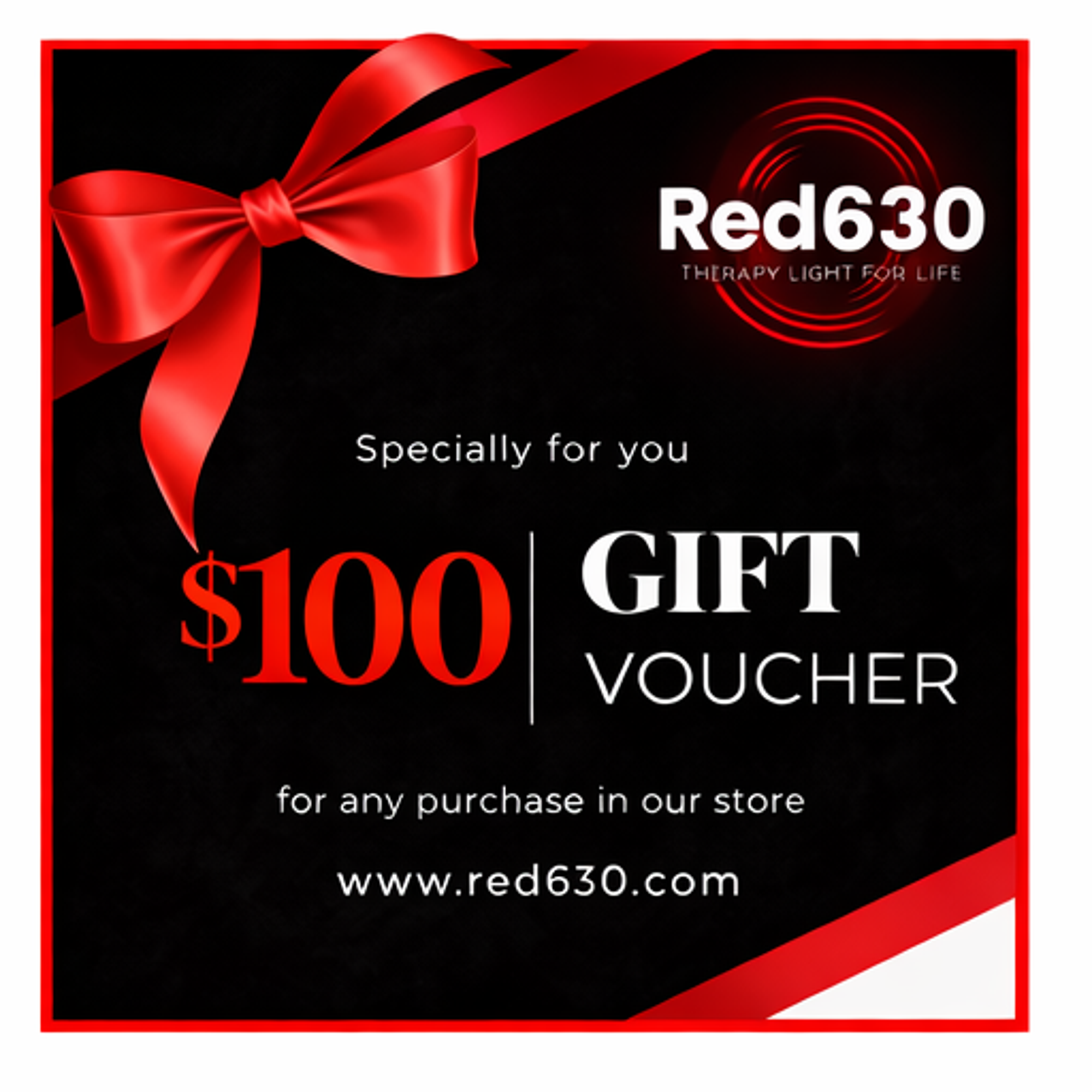 Red630™ Gift Card featuring a red and white design, perfect for gifting or redeeming at Red630™ stores.